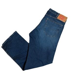 Levis 501 Jeans Mens 40x32 Blue Button Fly Dark Wash Denim Straight Leg Casual